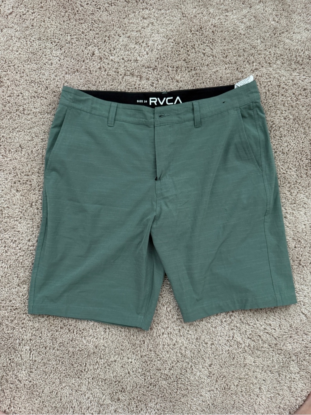 RVCA Men's Forest Green Flat-Front Shorts